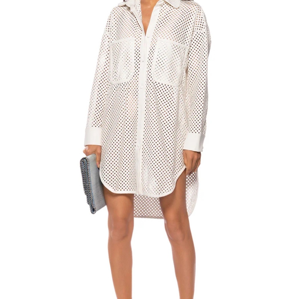 AKIRA White Perforated Swim Cover-Up